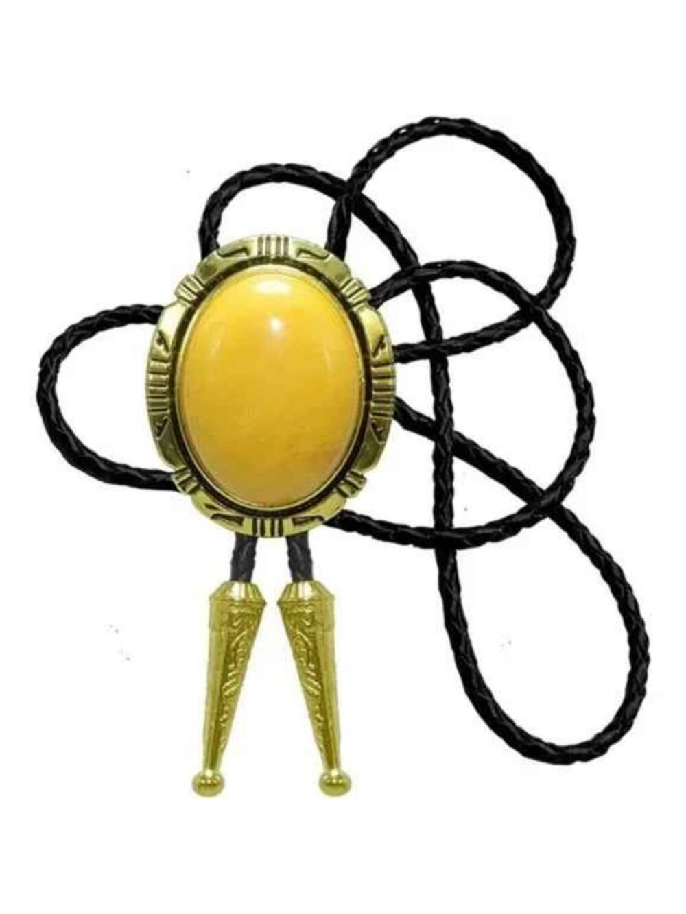BOLO Tie Natural Colors Stone Western Celtic Yellow Stone Golden